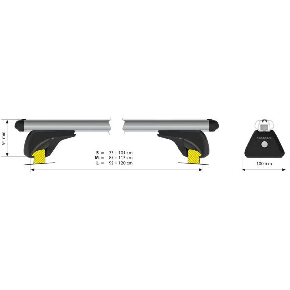 Alumia In-Rail, set complet de bare portbagaj din aluminiu - M - Evos IA