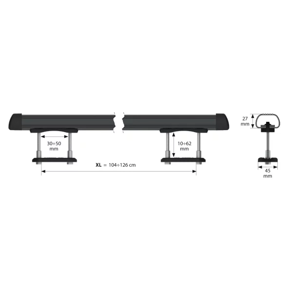 Club, set complet de bare portbagaj din otel - XL - 135 cm