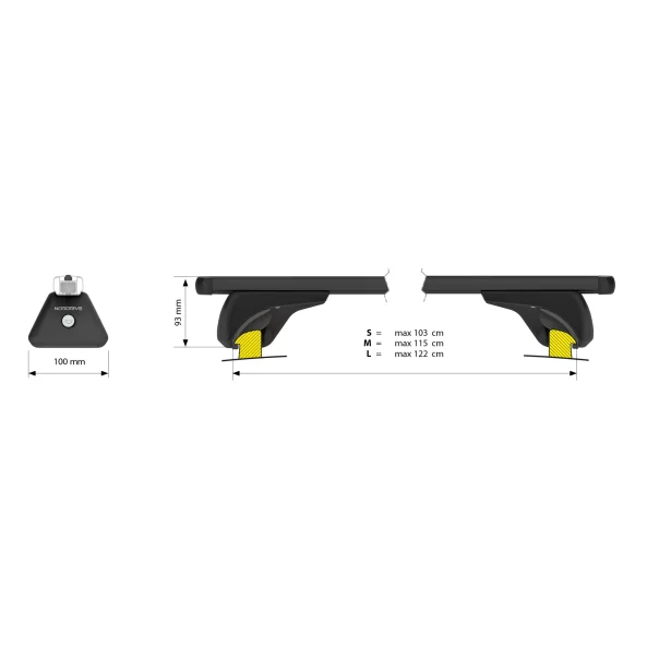 Helio Black In-Rail, set complet de bare portbagaj din aluminiu - L - Evos IA
