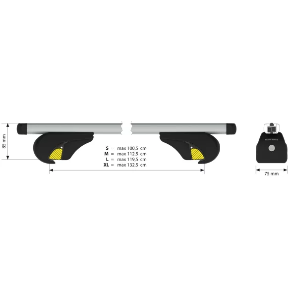 Helio Rail, set complet de bare portbagaj din aluminiu - L - Evos RA