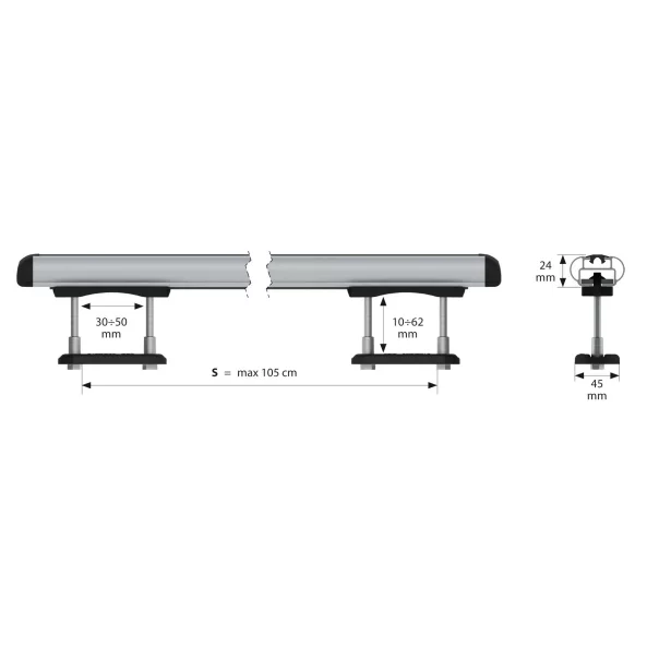 Kuma, set complet de bare portbagaj din aluminiu - S - 112 cm