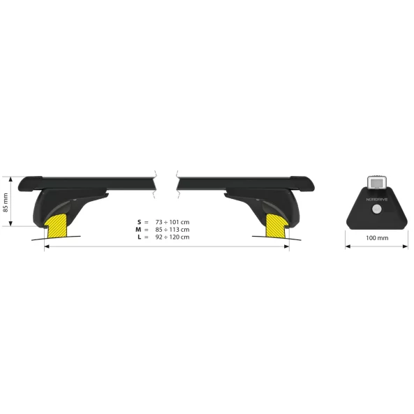 Quadra In-Rail, set complet de bare portbagaj din otel - L - Evos IS