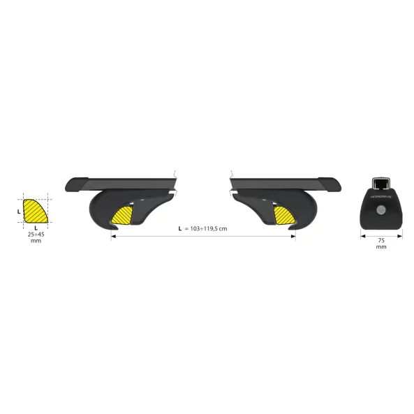 Quadra Rail, set complet de bare portbagaj din otel - L - Evos RS