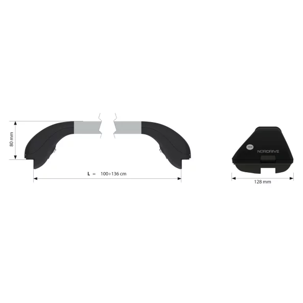 Snap Alu, pereche de bare portbagaj telescopice din aluminiu - L - 100-136 cm