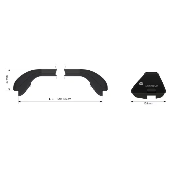Snap Steel, pereche de bare portbagaj telescopice din otel - L - 100-136 cm