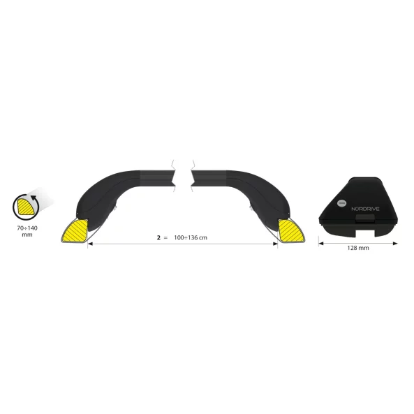 Snap Steel Rail, set complet de bare telescopice portbagaj din otel - L - F0