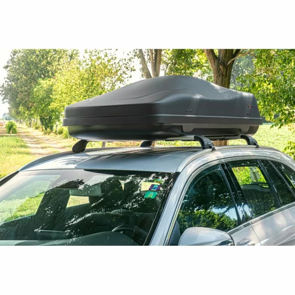 Box 400, cutie portbagaj ABS, 400 l – Negru embosat