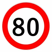 Autocolant limitator viteza 80km/h - Ø13cm