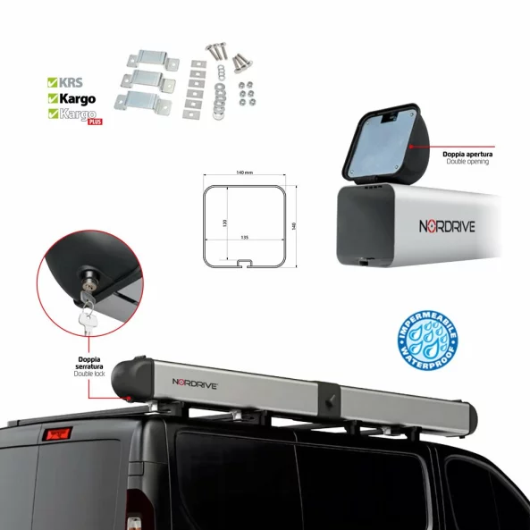 Van-Tube 2000, suport tubular din aluminiu pentru transport profile lungi pe autoutilitare – 222 cm