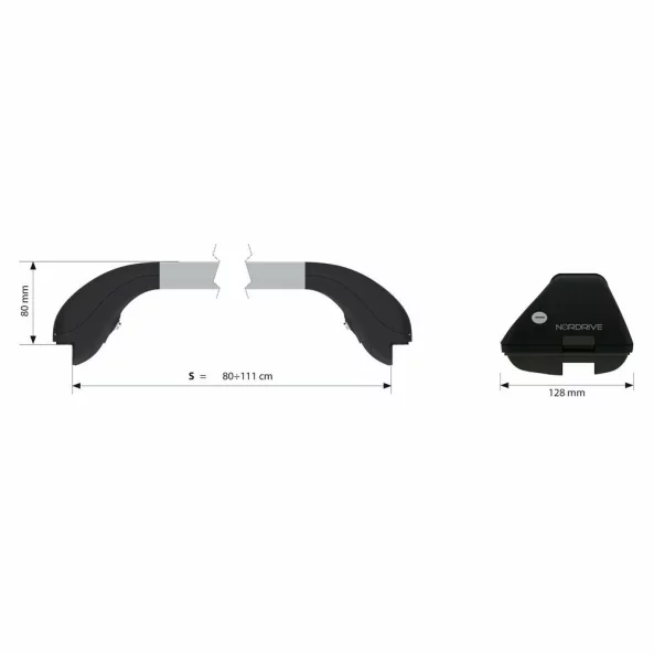 Snap Alu In-Rail, set complet de bare portbagaj telescopice din aluminiu - L - K3