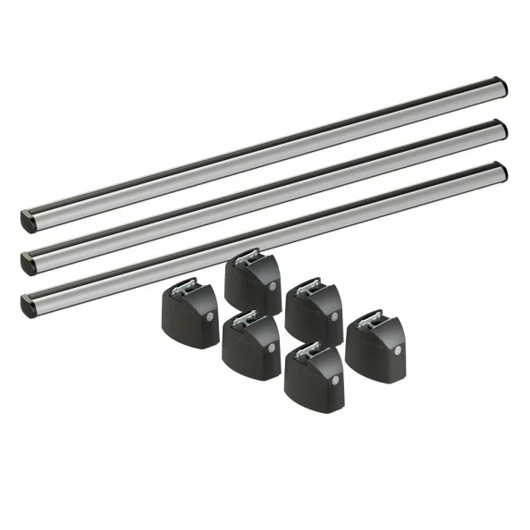 Set complet bare portbagaj Kargo-Plus cu kit fixare si 3 bare aluminiu 150 cm - Volkswagen Caravelle T7 2024-prezent - ampatament L2 - Acoperis H1 - Fara acoperis panoramic