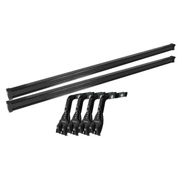 Set complet bare portbagaj Kargo cu kit fixare la jgheab de ploaie, inaltime picioare 16-21 cm si 2 bare otel 150 cm - Jeep Wrangler 1987-2007