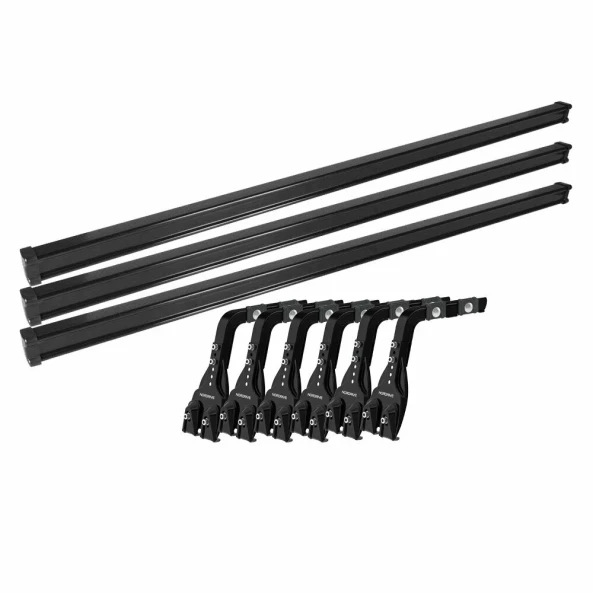 Set complet bare portbagaj Kargo cu kit fixare la jgheab de ploaie, inaltime picioare 16-21 cm si 3 bare otel 150 cm - Jeep Wrangler 1987-2007