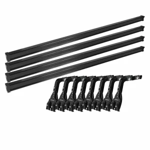 Set complet bare portbagaj Kargo cu kit fixare la jgheab de ploaie, inaltime picioare 16-21 cm si 4 bare otel 150 cm - Jeep Wrangler 1987-2007