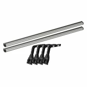 Set complet bare portbagaj Kargo-Plus cu kit fixare la jgheab de ploaie, inaltime picioare 16-21 cm si 2 bare aluminiu 150 cm - Jeep Wrangler 1987-2007