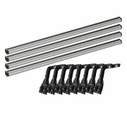 Set complet bare portbagaj Kargo-Plus cu kit fixare la jgheab de ploaie, inaltime picioare 16-21 cm si 4 bare aluminiu 150 cm - Jeep Wrangler 1987-2007