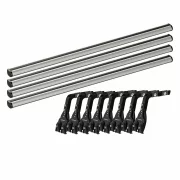Set complet bare portbagaj Kargo-Plus cu kit fixare la jgheab de ploaie, inaltime picioare 16-21 cm si 4 bare aluminiu 180 cm - Ford Transit 1986-2014 - Acoperis H1