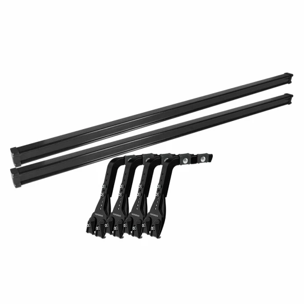 Set complet bare portbagaj Kargo cu kit fixare la jgheab de ploaie, inaltime picioare 22-37 cm si 2 bare otel 180 cm - Volkswagen LT 2000-2006 - Acoperis H1