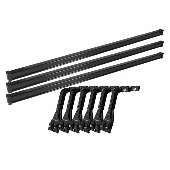 Set complet bare portbagaj Kargo cu kit fixare la jgheab de ploaie, inaltime picioare 22-37 cm si 3 bare otel 180 cm - Volkswagen LT 2000-2006 - Acoperis H1