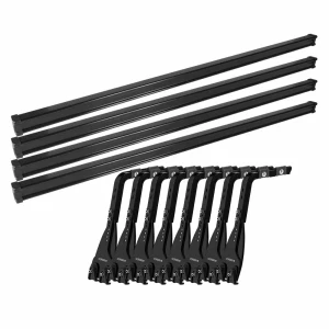 Set complet bare portbagaj Kargo cu kit fixare la jgheab de ploaie, inaltime picioare 43-58 cm si 4 bare otel 180 cm - Volkswagen LT 2000-2006 - Acoperis H3