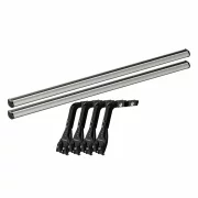 Set complet bare portbagaj Kargo-Plus cu kit fixare la jgheab de ploaie, inaltime picioare 22-37 cm si 2 bare aluminiu 180 cm - Citroen C35 1974-1992 - Acoperis H1