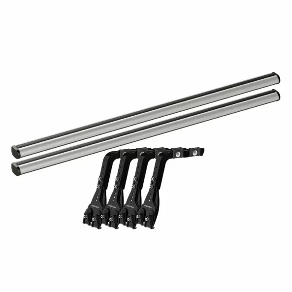 Set complet bare portbagaj Kargo-Plus cu kit fixare la jgheab de ploaie, inaltime picioare 22-37 cm si 2 bare aluminiu 180 cm - Citroen C35 1974-1992 - Acoperis H1