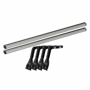 Set complet bare portbagaj Kargo-Plus cu kit fixare la jgheab de ploaie, inaltime picioare 22-37 cm si 2 bare aluminiu 180 cm - Volkswagen LT 2000-2006 - Acoperis H1