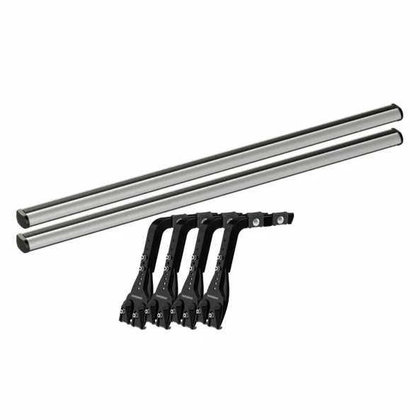 Set complet bare portbagaj Kargo-Plus cu kit fixare la jgheab de ploaie, inaltime picioare 22-37 cm si 2 bare aluminiu 180 cm - Volkswagen LT 2000-2006 - Acoperis H1