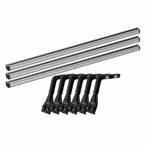 Set complet bare portbagaj Kargo-Plus cu kit fixare la jgheab de ploaie, inaltime picioare 22-37 cm si 3 bare aluminiu 180 cm - Citroen C35 1974-1992 - Acoperis H1