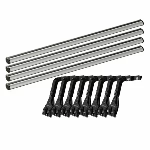 Set complet bare portbagaj Kargo-Plus cu kit fixare la jgheab de ploaie, inaltime picioare 22-37 cm si 4 bare aluminiu 180 cm - Citroen C35 1974-1992 - Acoperis H1