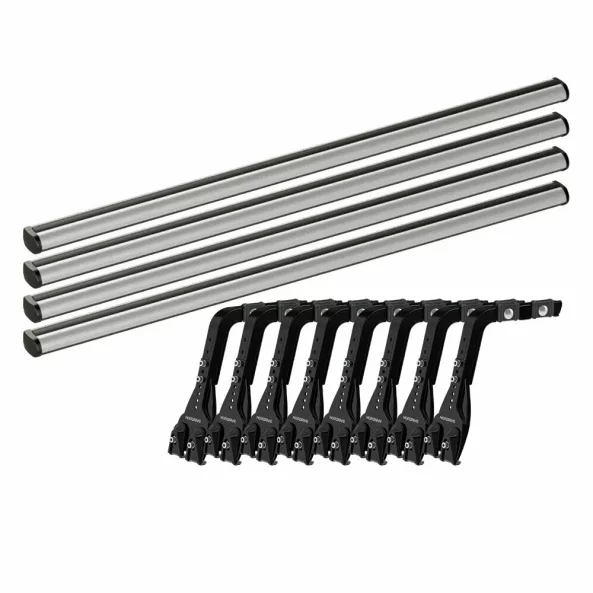 Set complet bare portbagaj Kargo-Plus cu kit fixare la jgheab de ploaie, inaltime picioare 22-37 cm si 4 bare aluminiu 180 cm - Citroen C35 1974-1992 - Acoperis H1