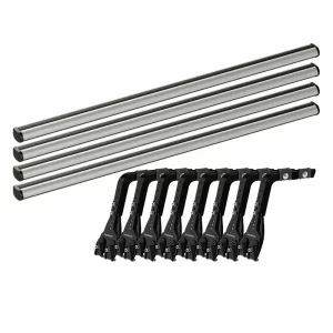 Set complet bare portbagaj Kargo-Plus cu kit fixare la jgheab de ploaie, inaltime picioare 22-37 cm si 4 bare aluminiu 180 cm - Volkswagen LT 2000-2006 - Acoperis H1