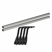 Set complet bare portbagaj Kargo-Plus cu kit fixare la jgheab de ploaie, inaltime picioare 43-58 cm si 2 bare aluminiu 180 cm - Volkswagen LT 2000-2006 - Acoperis H3
