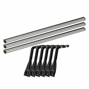 Set complet bare portbagaj Kargo-Plus cu kit fixare la jgheab de ploaie, inaltime picioare 43-58 cm si 3 bare aluminiu 180 cm - Volkswagen LT 2000-2006 - Acoperis H3