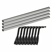 Set complet bare portbagaj Kargo-Plus cu kit fixare la jgheab de ploaie, inaltime picioare 43-58 cm si 4 bare aluminiu 180 cm - Volkswagen LT 2000-2006 - Acoperis H3