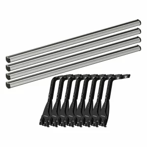 Set complet bare portbagaj Kargo-Plus cu kit fixare la jgheab de ploaie, inaltime picioare 43-58 cm si 4 bare aluminiu 180 cm - Volkswagen LT 2000-2006 - Acoperis H3