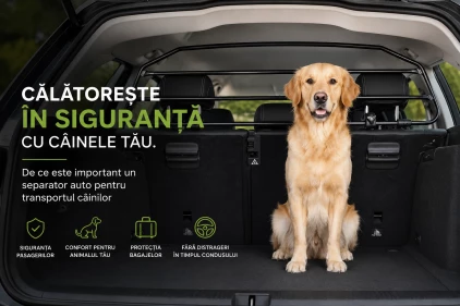 Călătorește în siguranță cu câinele tău: avantajele unui separator auto